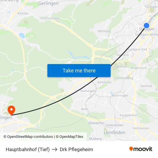 Hauptbahnhof (Tief) to Drk Pflegeheim map