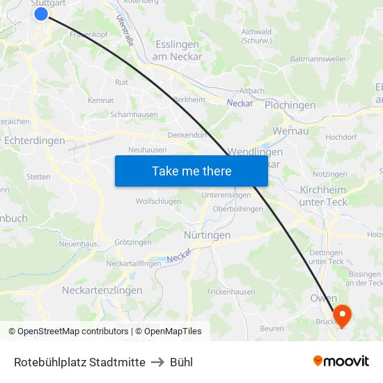 Rotebühlplatz Stadtmitte to Bühl map