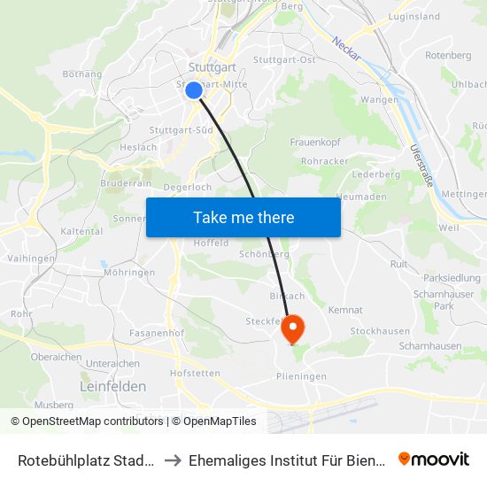 Rotebühlplatz Stadtmitte to Ehemaliges Institut Für Bienenkunde map