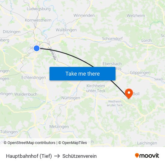 Hauptbahnhof (Tief) to Schützenverein map