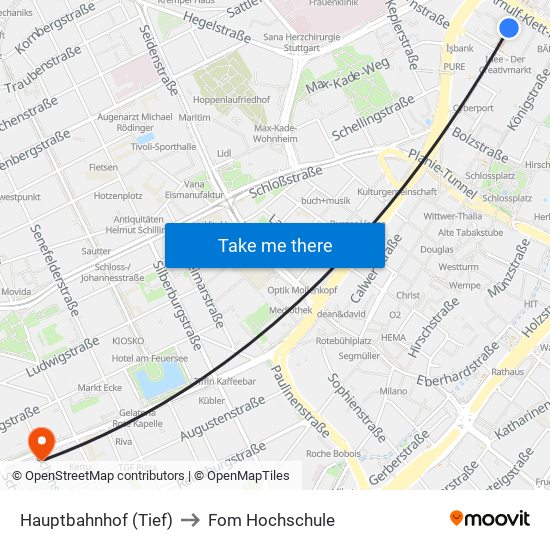 Hauptbahnhof (Tief) to Fom Hochschule map