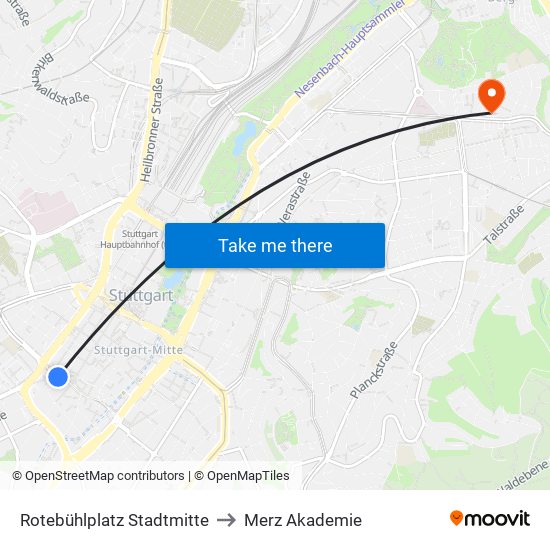 Rotebühlplatz Stadtmitte to Merz Akademie map