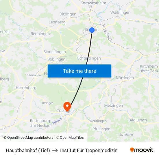 Hauptbahnhof (Tief) to Institut Für Tropenmedizin map