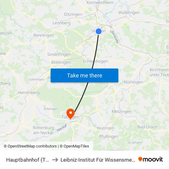 Hauptbahnhof (Tief) to Leibniz-Institut Für Wissensmedien map