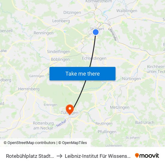 Rotebühlplatz Stadtmitte to Leibniz-Institut Für Wissensmedien map