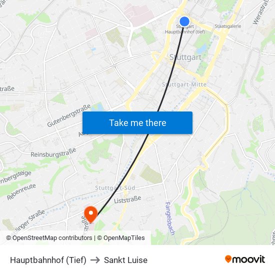 Hauptbahnhof (Tief) to Sankt Luise map