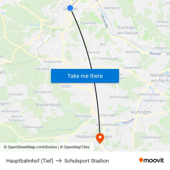 Hauptbahnhof (Tief) to Schulsport Stadion map