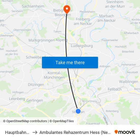 Hauptbahnhof (Tief) to Ambulantes Rehazentrum Hess (Neurologie & Orthopädie) map