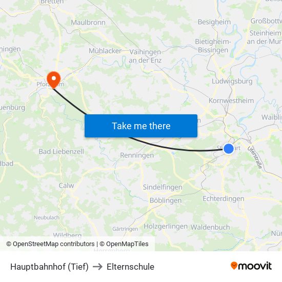 Hauptbahnhof (Tief) to Elternschule map