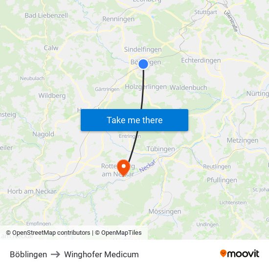 Böblingen to Winghofer Medicum map
