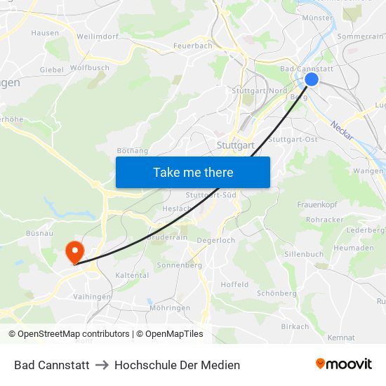 Bad Cannstatt to Hochschule Der Medien map