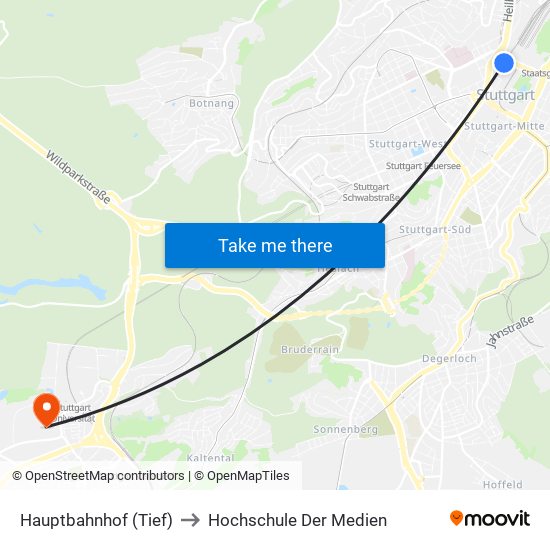 Hauptbahnhof (Tief) to Hochschule Der Medien map