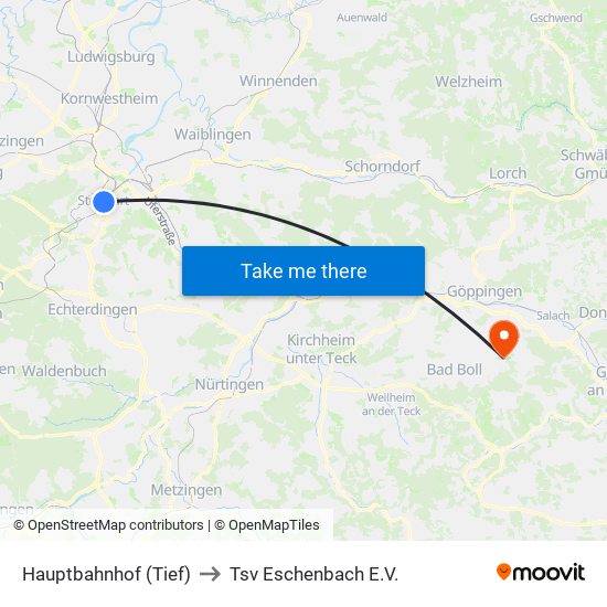 Hauptbahnhof (Tief) to Tsv Eschenbach E.V. map