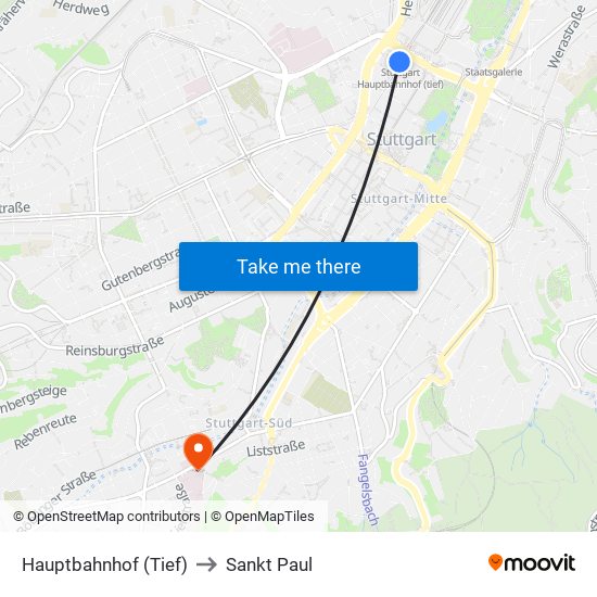 Hauptbahnhof (Tief) to Sankt Paul map