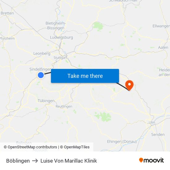 Böblingen to Luise Von Marillac Klinik map