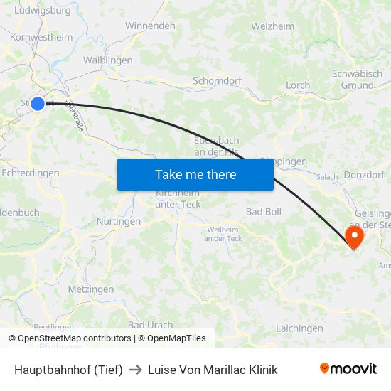 Hauptbahnhof (Tief) to Luise Von Marillac Klinik map