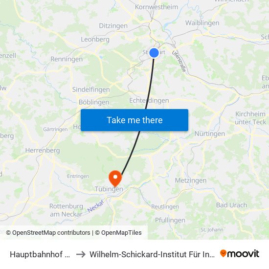 Hauptbahnhof (Tief) to Wilhelm-Schickard-Institut Für Informatik map