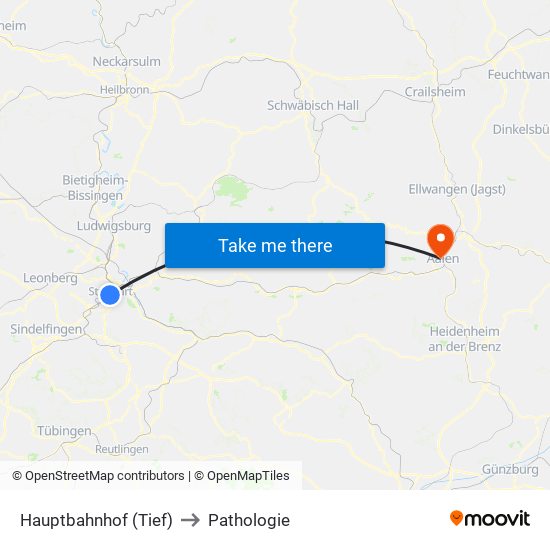 Hauptbahnhof (Tief) to Pathologie map