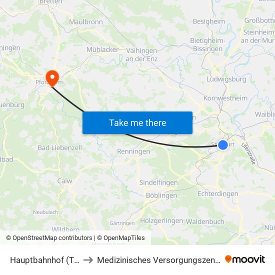 Hauptbahnhof (Tief) to Medizinisches Versorgungszentrum map