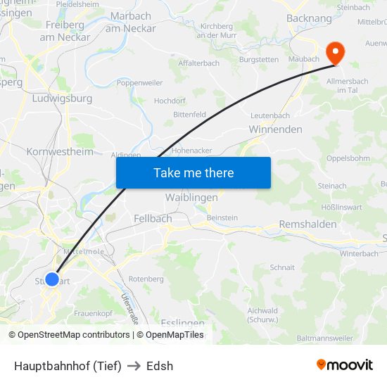 Hauptbahnhof (Tief) to Edsh map