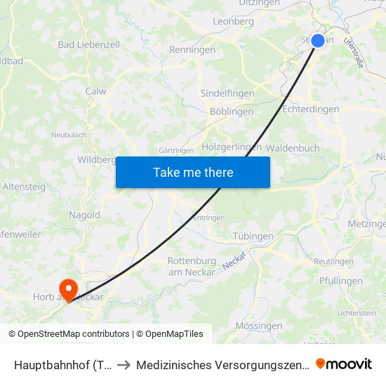 Hauptbahnhof (Tief) to Medizinisches Versorgungszentrum map