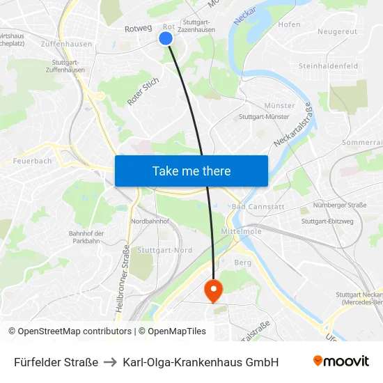 Fürfelder Straße to Karl-Olga-Krankenhaus GmbH map