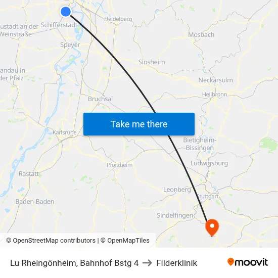 Lu Rheingönheim, Bahnhof Bstg 4 to Filderklinik map