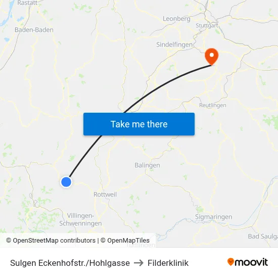 Sulgen Eckenhofstr./Hohlgasse to Filderklinik map