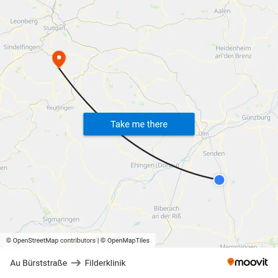 Au Bürststraße to Filderklinik map