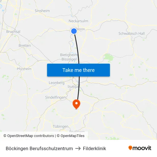 Böckingen Berufsschulzentrum to Filderklinik map