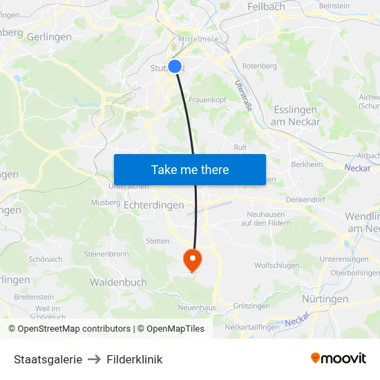 Staatsgalerie to Filderklinik map