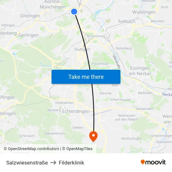 Salzwiesenstraße to Filderklinik map
