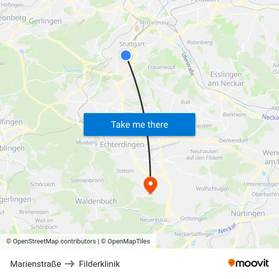 Marienstraße to Filderklinik map