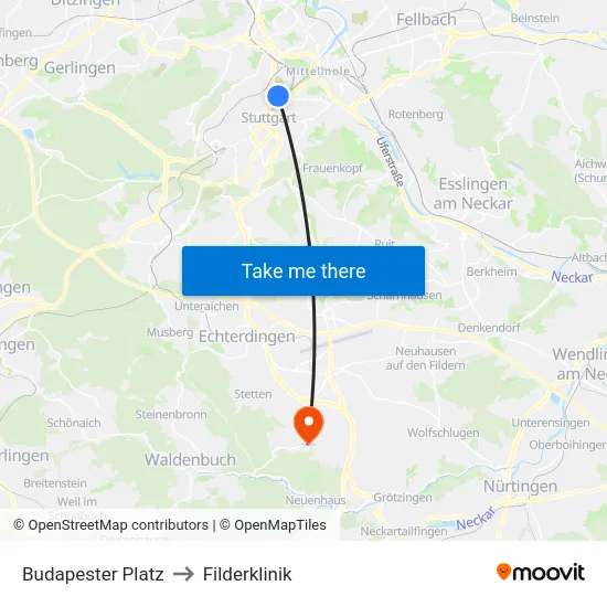 Budapester Platz to Filderklinik map
