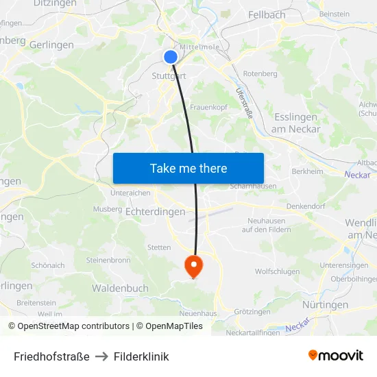 Friedhofstraße to Filderklinik map