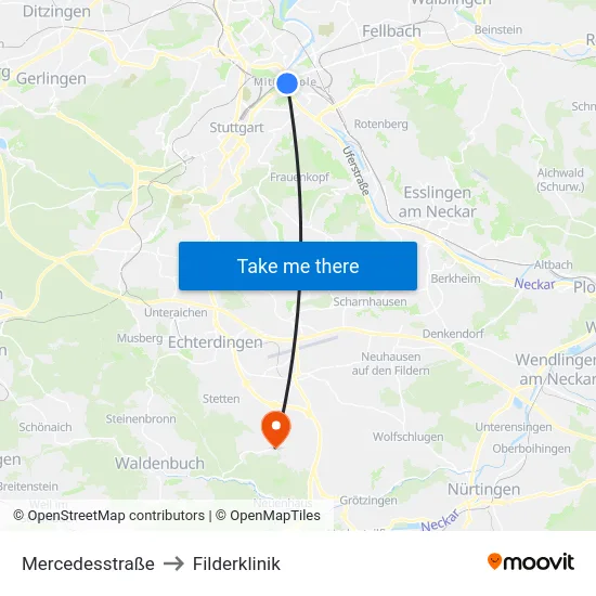 Mercedesstraße to Filderklinik map