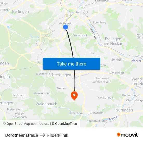 Dorotheenstraße to Filderklinik map