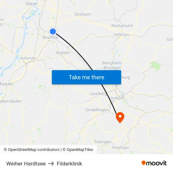Weiher Hardtsee to Filderklinik map