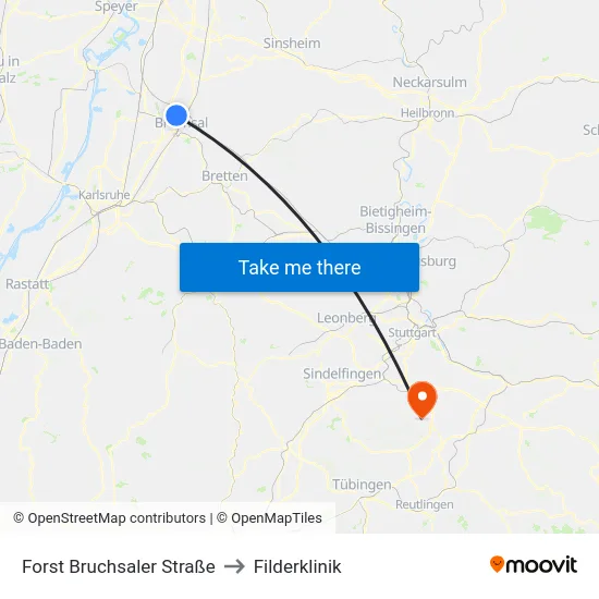 Forst Bruchsaler Straße to Filderklinik map