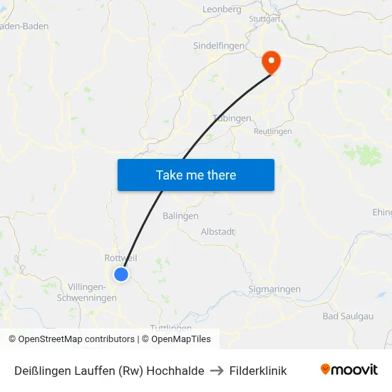 Deißlingen Lauffen (Rw) Hochhalde to Filderklinik map