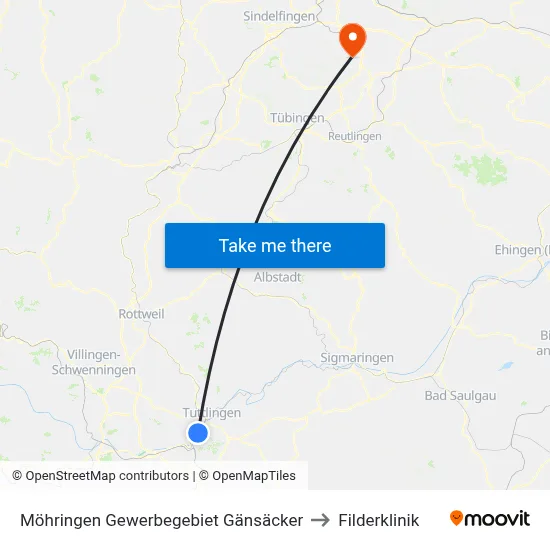 Möhringen Gewerbegebiet Gänsäcker to Filderklinik map