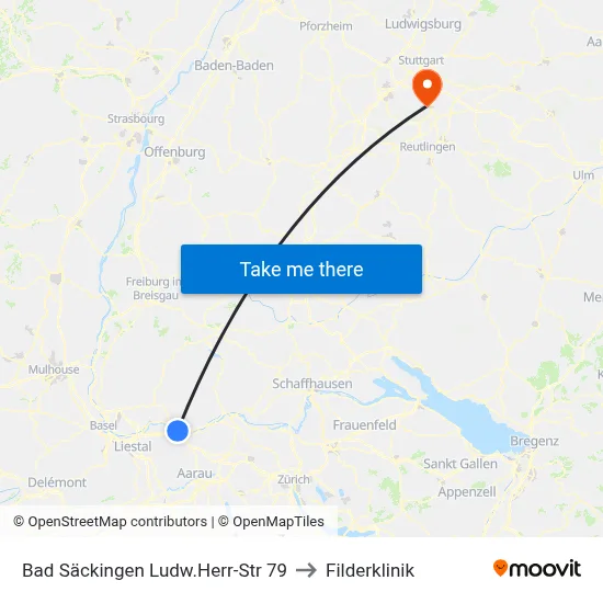 Bad Säckingen Ludw.Herr-Str 79 to Filderklinik map