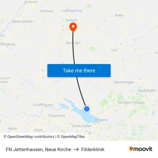 FN Jettenhausen, Neue Kirche to Filderklinik map
