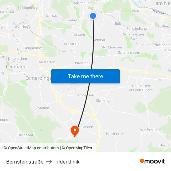 Bernsteinstraße to Filderklinik map