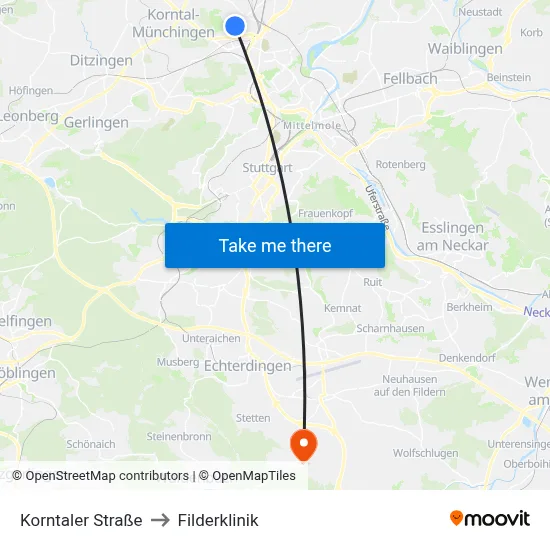 Korntaler Straße to Filderklinik map