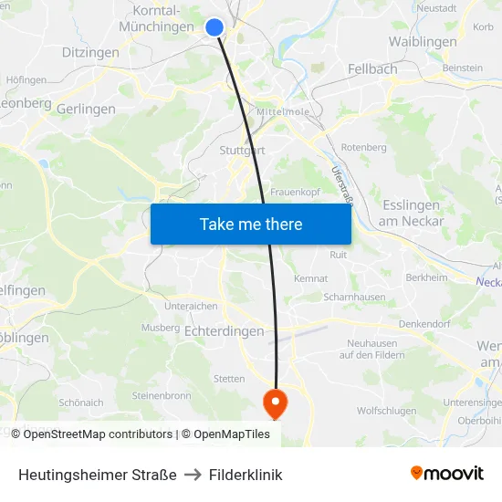 Heutingsheimer Straße to Filderklinik map