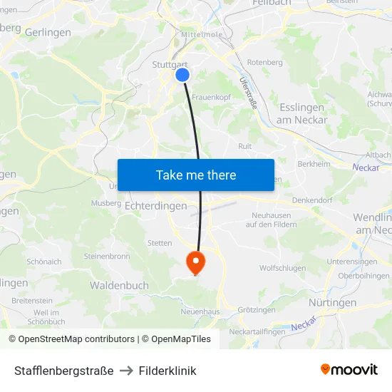 Stafflenbergstraße to Filderklinik map