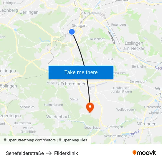 Senefelderstraße to Filderklinik map
