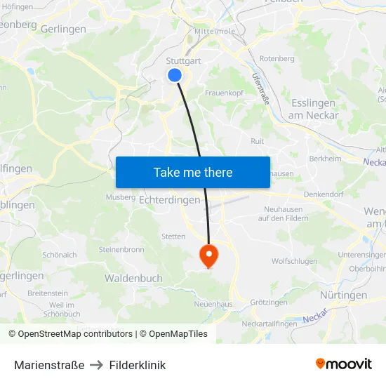 Marienstraße to Filderklinik map