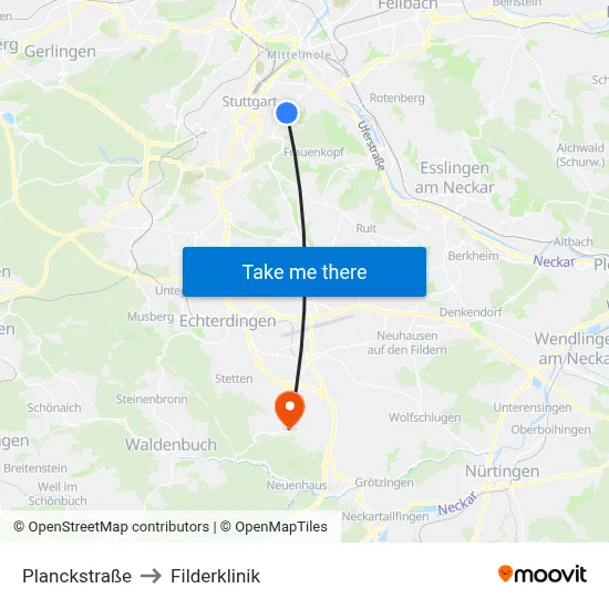 Planckstraße to Filderklinik map